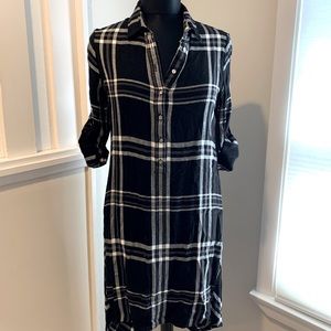 Black and white plaid flannel handkerchief dress
